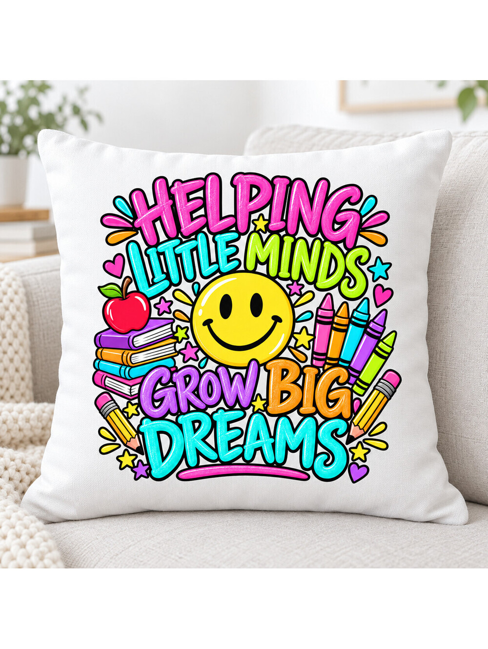 Helping Little Minds Grow Big Dreams Teacher DTF Transfer 10 Inch Pack of 4